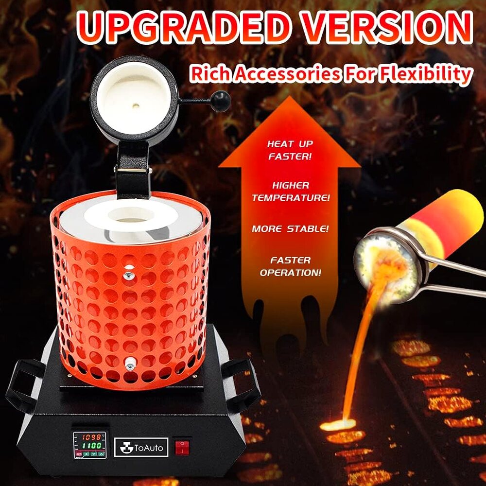 TOAUTO Gold Melting Furnace 1+3KG 1400W 2100F - TGF3000-V1.1