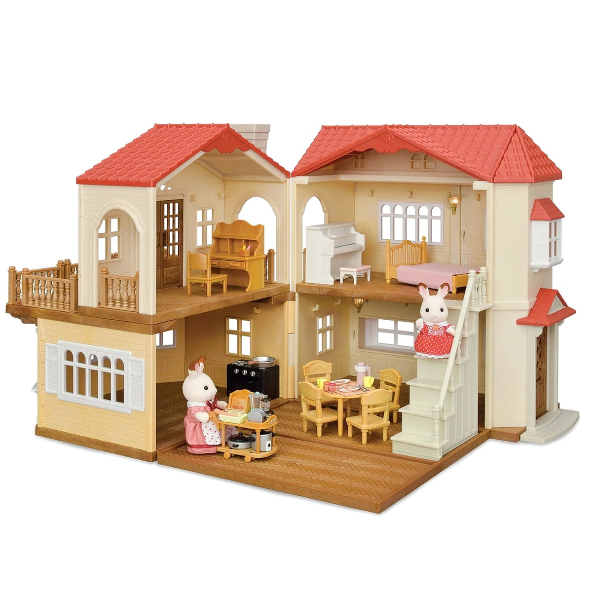Calico Critters Red Roof Country Home Dollhouse Playset With Figures, Furniture And Accessories
