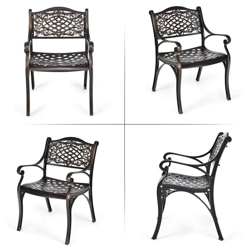 All-Weather Cast Aluminum Outdoor Dining Chairs, Set Of 2 - 23 in x 22 in x 32.5 in