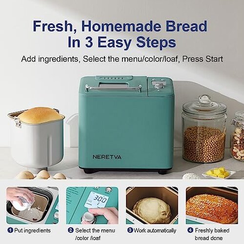 Neretva Automatic Bread Maker Machine With Sourdough Setting - 20-in-1