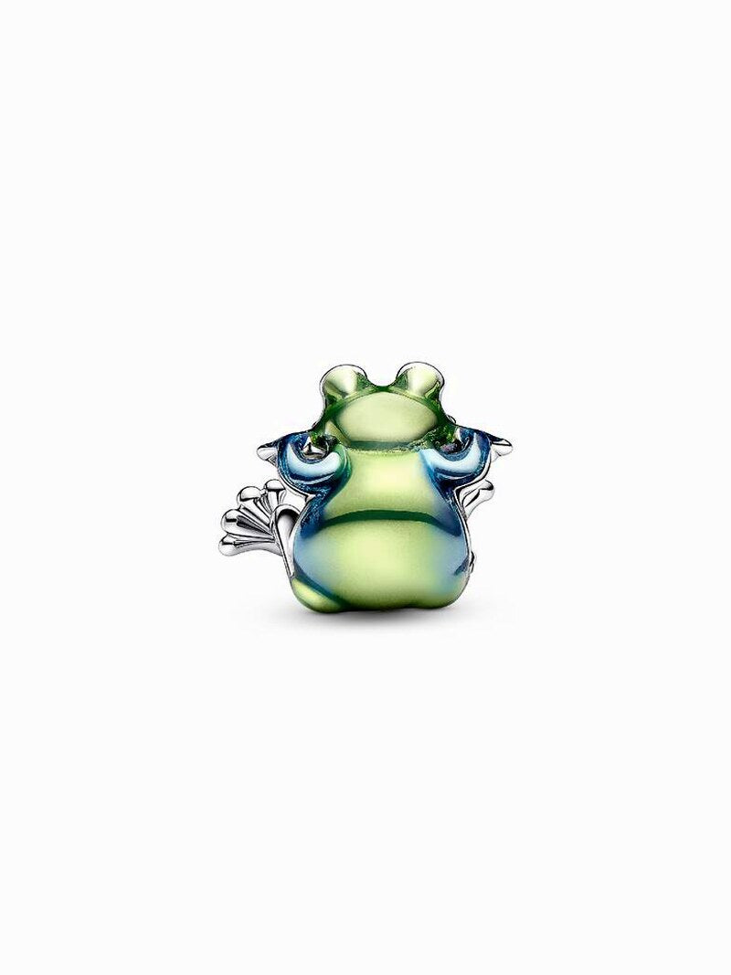 Sterling Silver Enamel Climbing Frog Charm