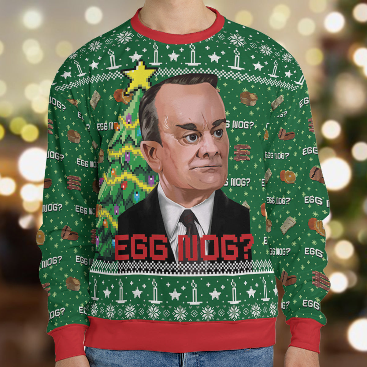 Egg Nog? Denholm Elliot Trading Places Ugly Christmas Sweatshirt