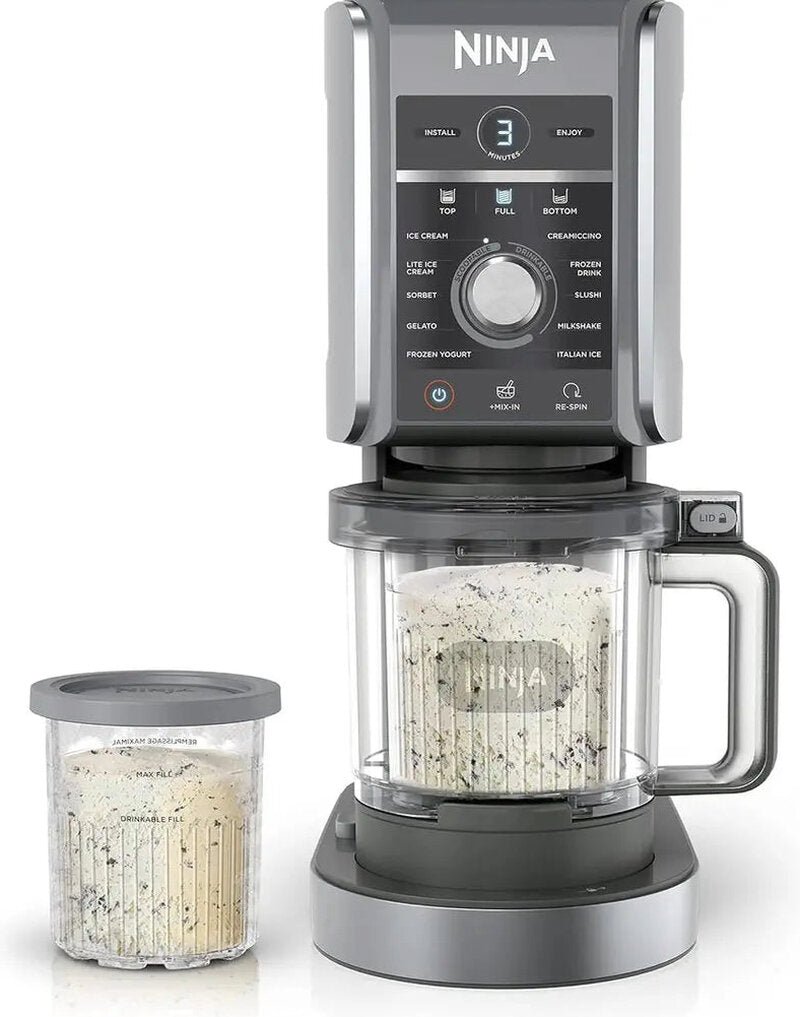 Ninja CREAMi Ice Cream Maker, 7 One-Touch Programs, 2 16-oz Pints, Silver - NC301