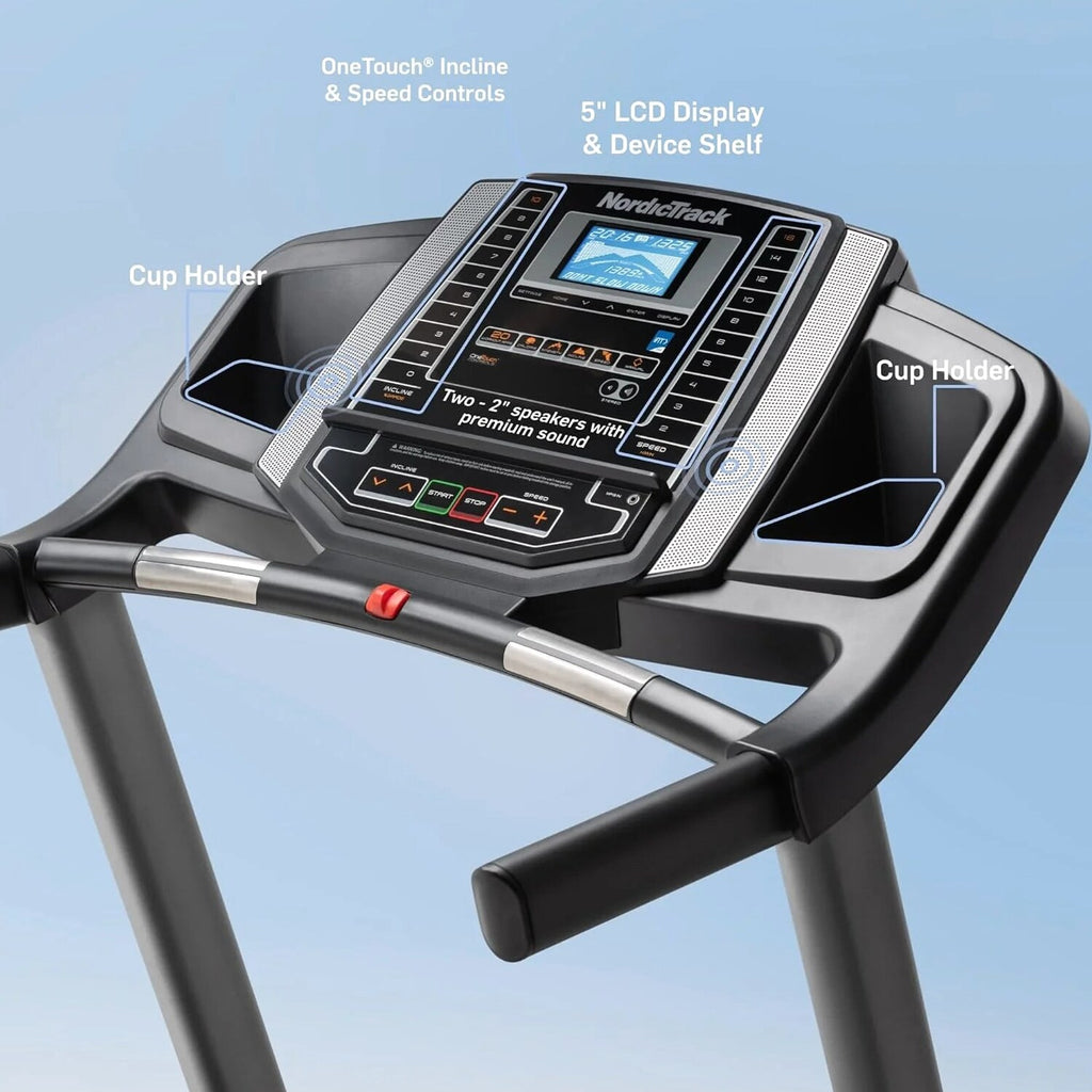 Nordictrack T Series Treadmill, Black, 73.5 in D x 36 in W x 54 in H, 55 in x 20 in Deck
