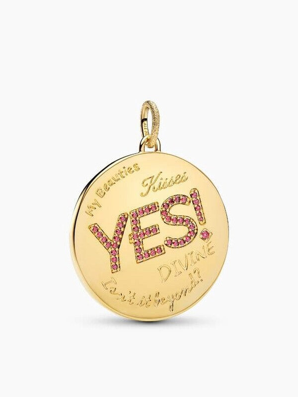 Gold-Plated Oversized Engraved Medallion Charm