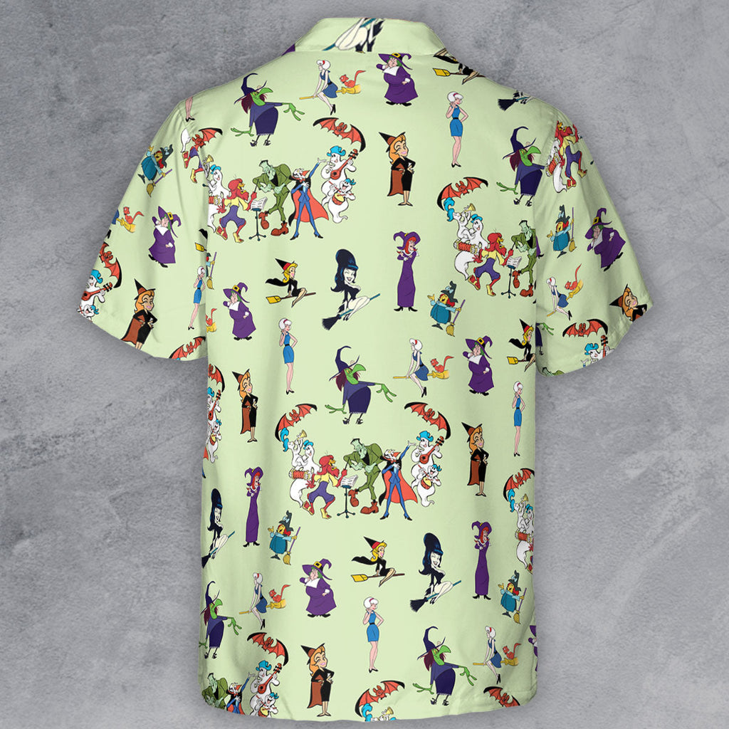 70s Witches Cartoon Characters Button Down Shirt