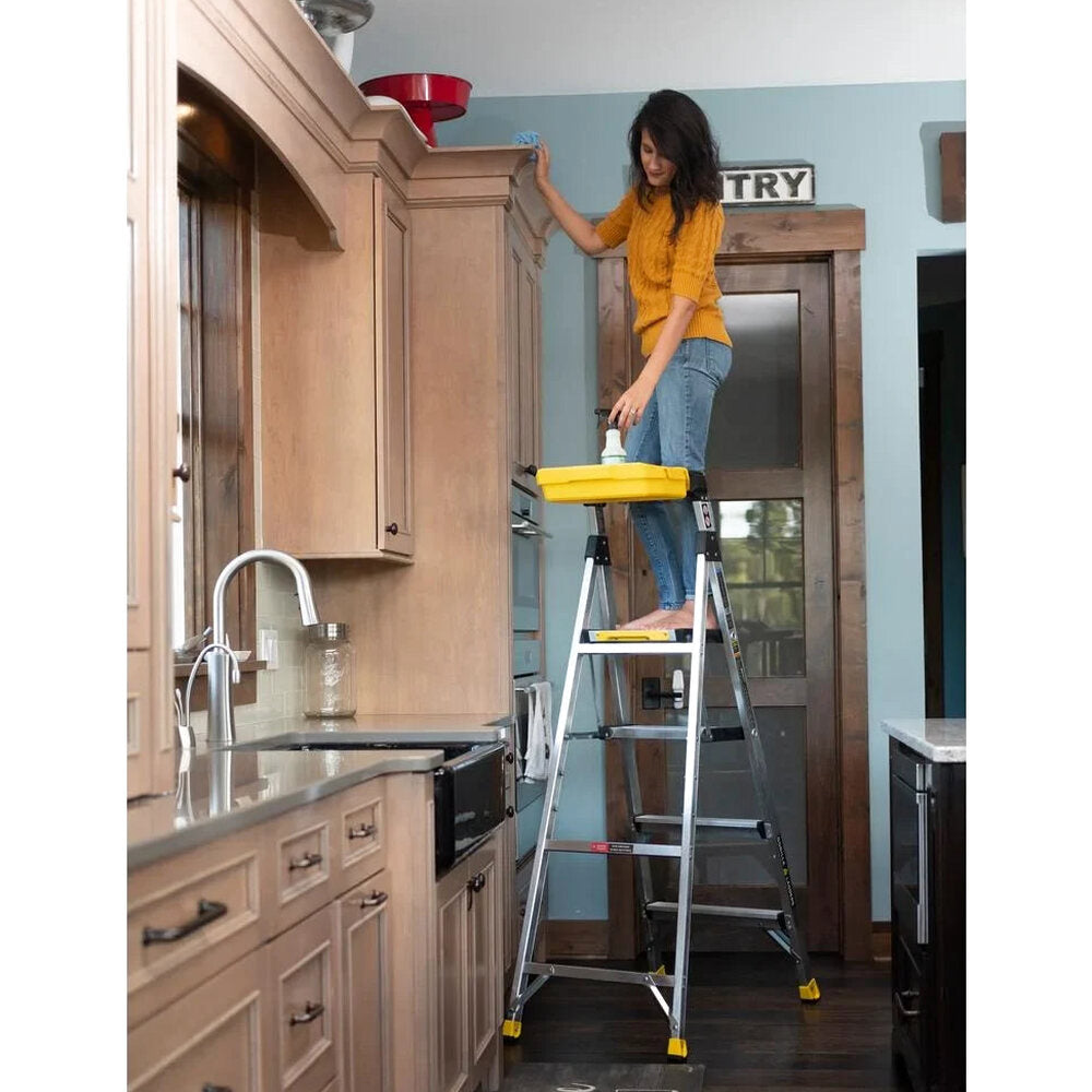 Gorilla Ladders Aluminum Dual Platform Ladder With Project Bucket, 5.5 Ft, 300 Lb Capacity