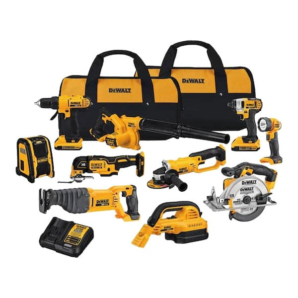 DEWALT 20V MAX Cordless 10 Tool Combo Kit With (2) 20V 2.0Ah Batteries, Charger And Bag - DCK1020D2