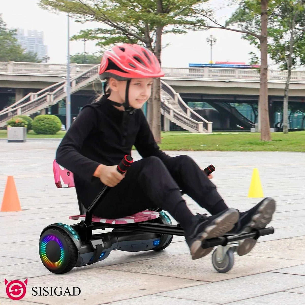 SISIGAD Electric Hoverboard And Kart Combo With 6.5 Inch Wheels And LED Lights