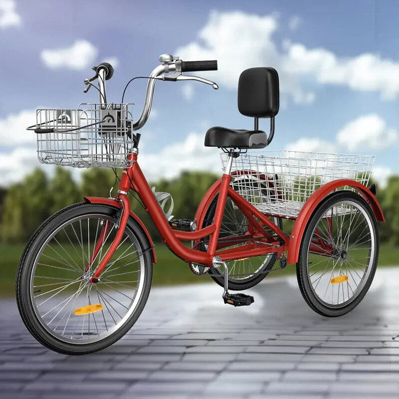 Adult 3-Wheel Pedal Tricycle, 24 And 26 Inch, 7-Speed