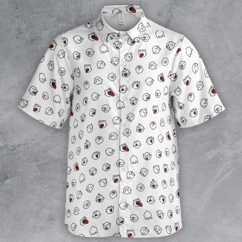 Super Mario Boo Pattern Button Down Shirt
