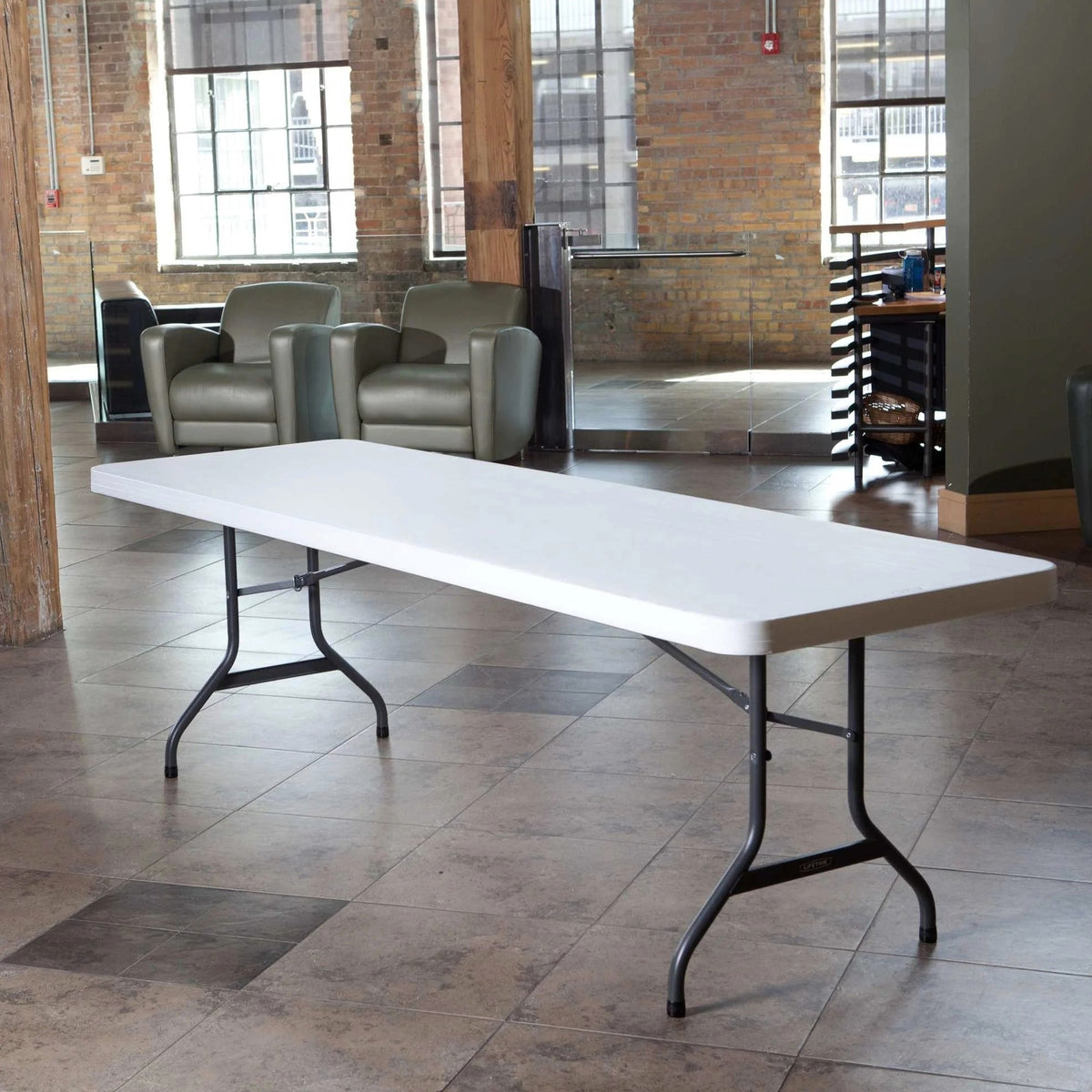 Lifetime 4 8-Foot Rectangle Folding Tables And 32 Chairs Set, White Granite - 80147