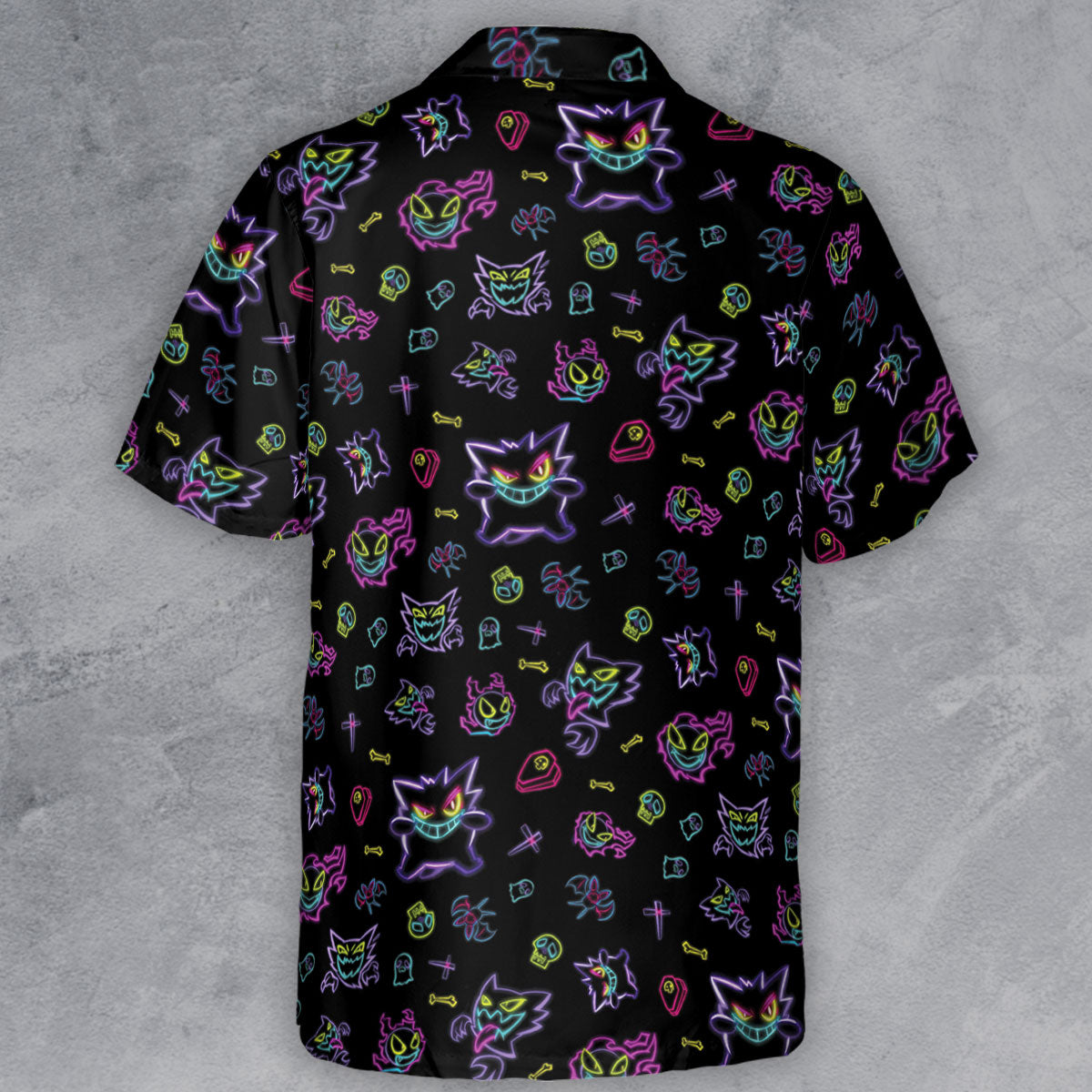 Neon Gastly Haunter Gengar Pokemon Button Down Shirt