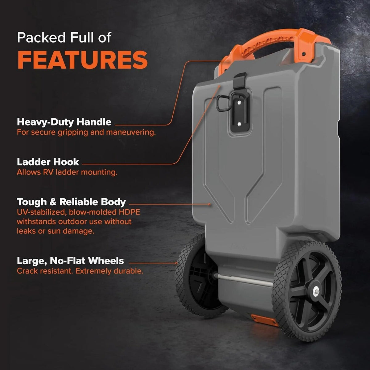 Camco Rhino 36-Gallon Portable RV Tote Tank With 2 Wheels - 39006
