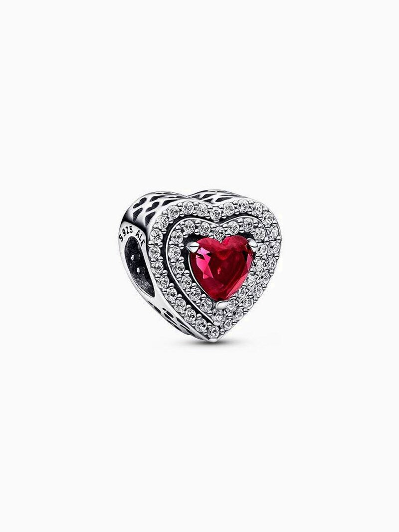 Red Heart, Keyhole and Script Charm Trio