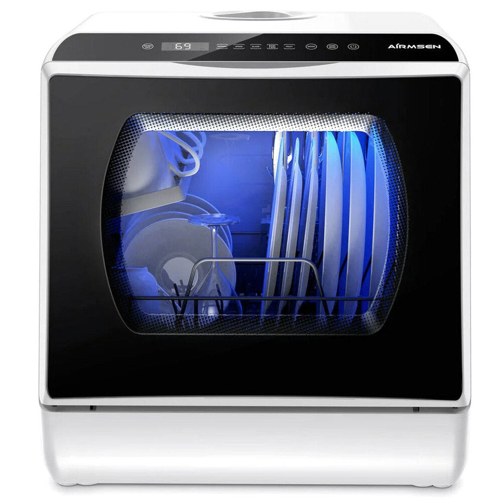 AIRMSEN Portable Countertop Dishwasher, 5-Liter Built-In Water Tank, 5 Washing Programs - AE-TDQR03