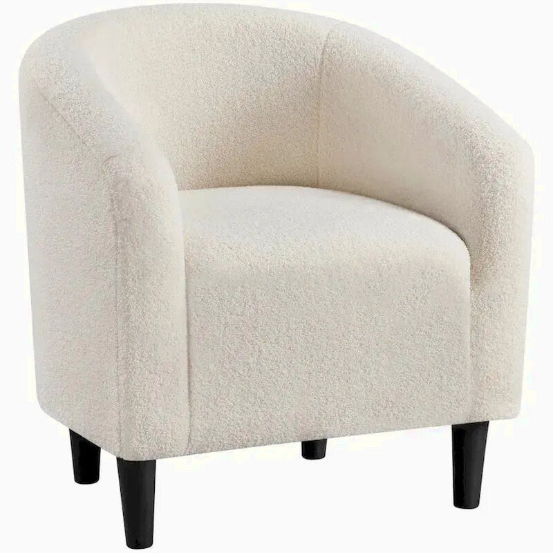 Yaheetech Boucle Upholstered Barrel Accent Chair - Club-Style Armchair