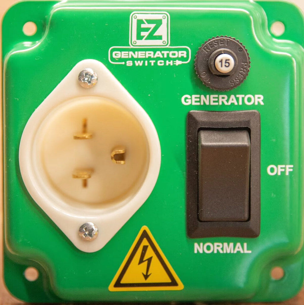EZ Generator Switch 15A 125V Green Manual Transfer Electrical Switch