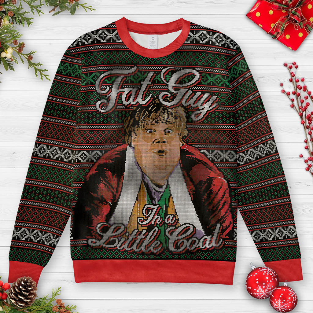 Fat Guy In A Little Coat Ugly Christmas Sweatshirt