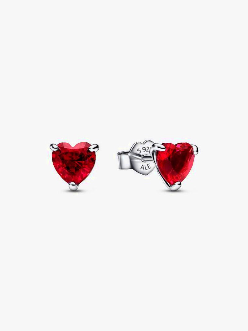 Red Heart Tennis Jewelry Set - Silver