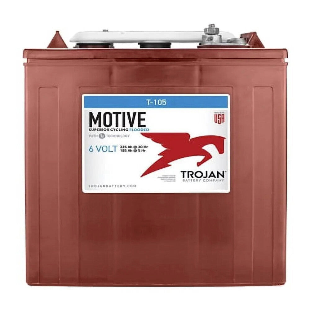 Trojan Battery 6-Volt 225Ah Deep Cycle Golf Cart Batteries, 6-Pack, 36V - T-105