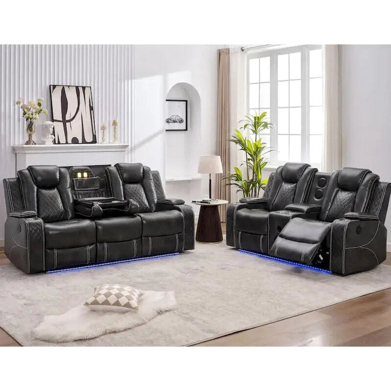 Power Reclining Sofa With Wireless Charging, Reading Light, USB/AC Ports And Cup Holders
