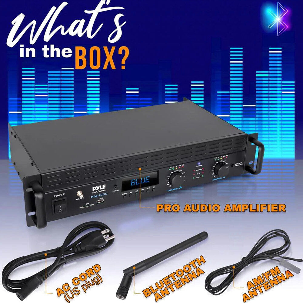 Pyle 2-Channel 2000W Bridgeable Rack-Mount Pro Audio Amplifier