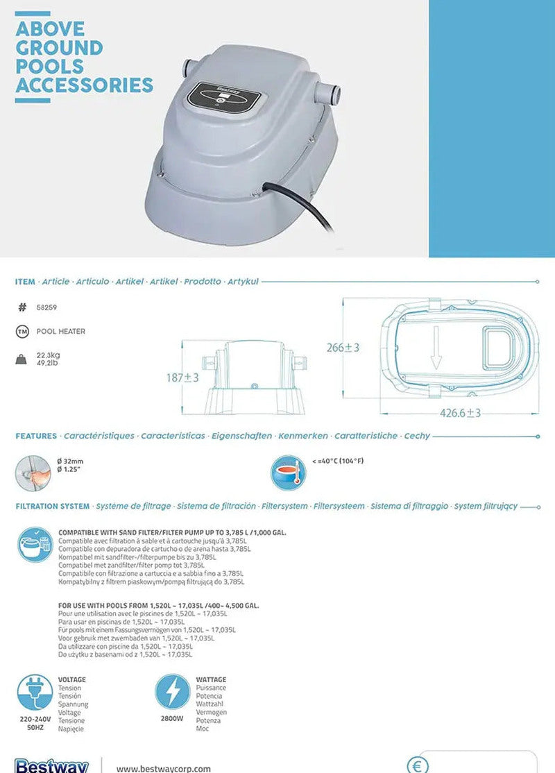 Bestway Pool Heater - 58259