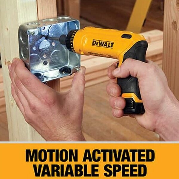 DEWALT 8V MAX Cordless Gyroscopic Screwdriver With Adjustable Handle, (2) 1.0Ah Batteries, Charger, And Bag
