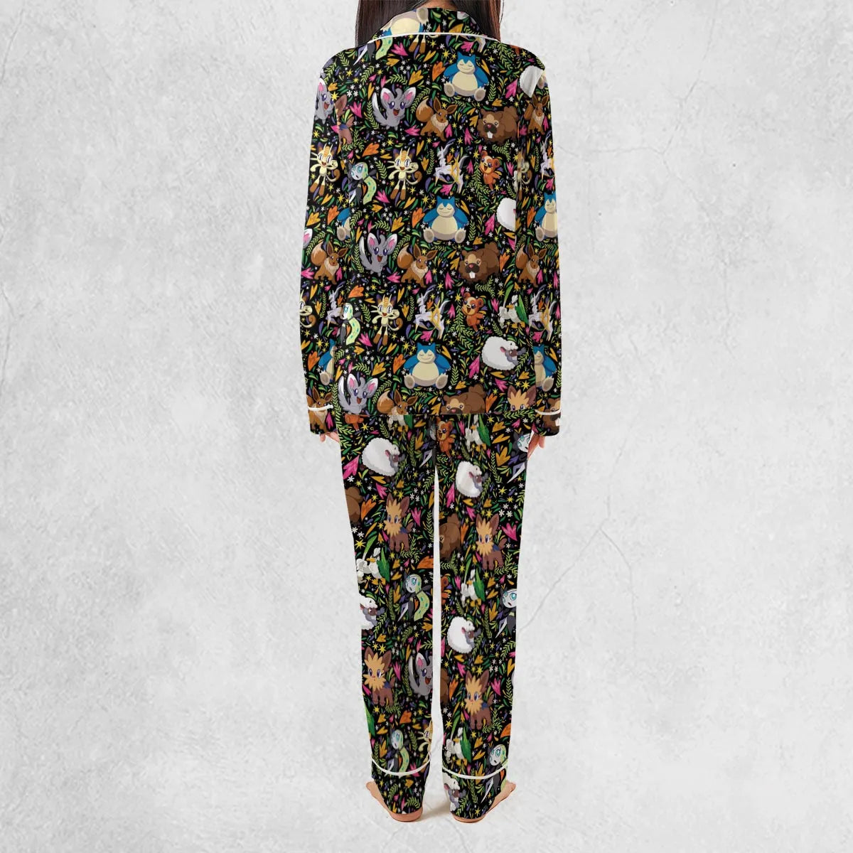 Floral Snorlax Bidoof Eevee Meloetta Pokemon Pajamas Set