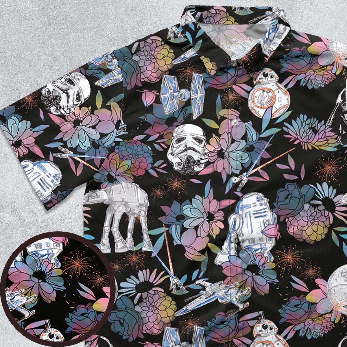Floral Wars Dark Side Star Wars Pattern Button Down Shirt