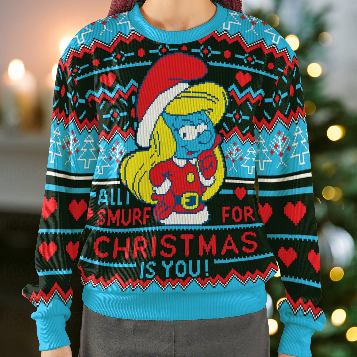 All I Smurf For Christmas Is You Ugly Christmas Sweatshirt