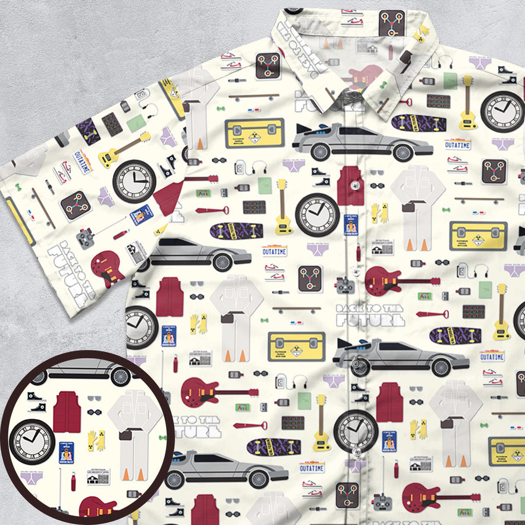 Back to the Future Pattern Button Down Shirt