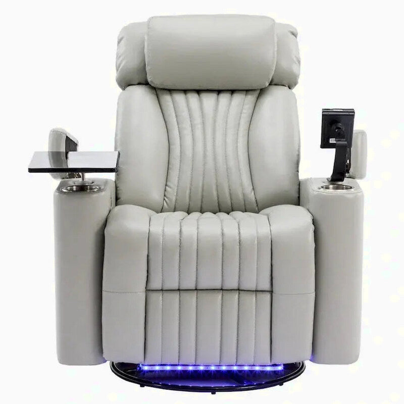 Power Recliner Chair With USB Charging Ports, Cup Holders And Swivel Tray Table - 270-Degree Swivel