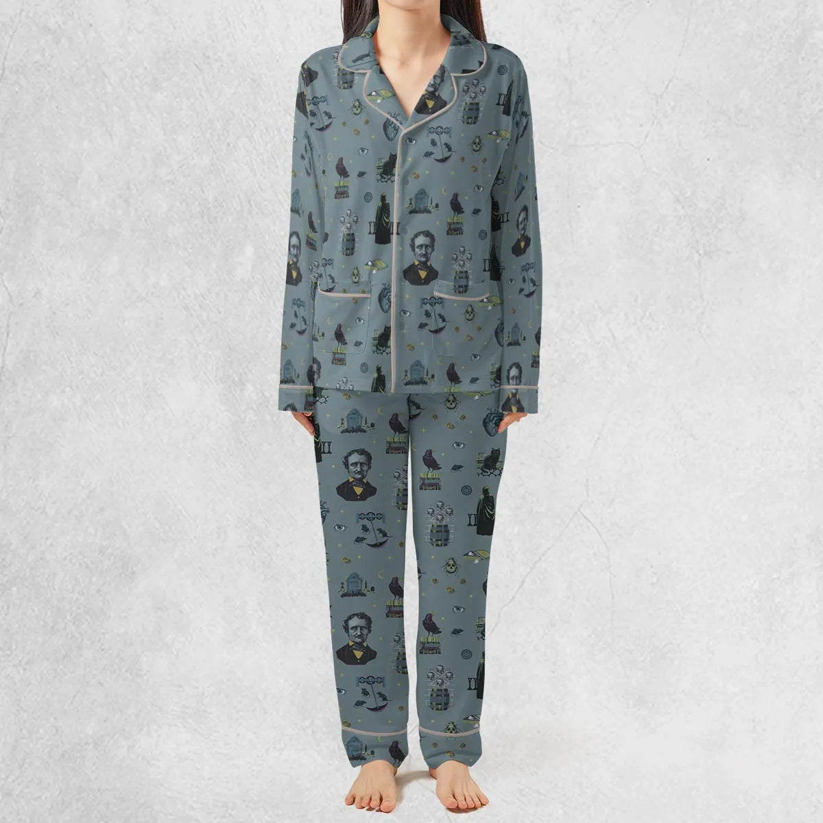 The Dark Themed Edgar Allan Poe Pajamas Set