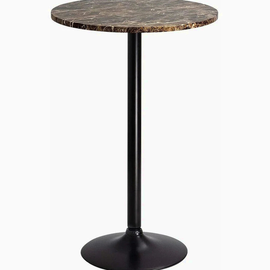 Round Bar-Height Bistro Pub Table With Metal Base And MDF Top, 23.8 x 23.8 x 39.5 Inch
