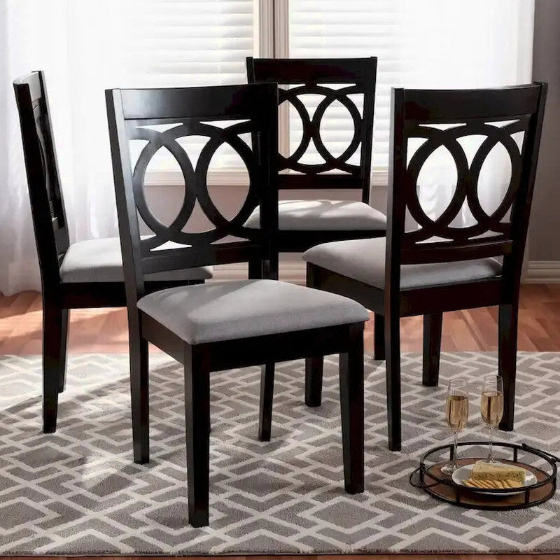 Contemporary 4-Piece Dining Chair Set With Fabric Upholstery - Espresso Brown