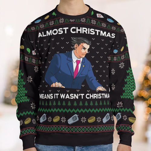 Ace Attorney Christmas Meme Ugly Christmas Sweatshirt