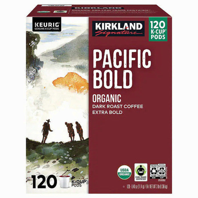 Kirkland Signature Organic Pacific Bold Dark Roast Coffee K-Cup Pods, 120-Count