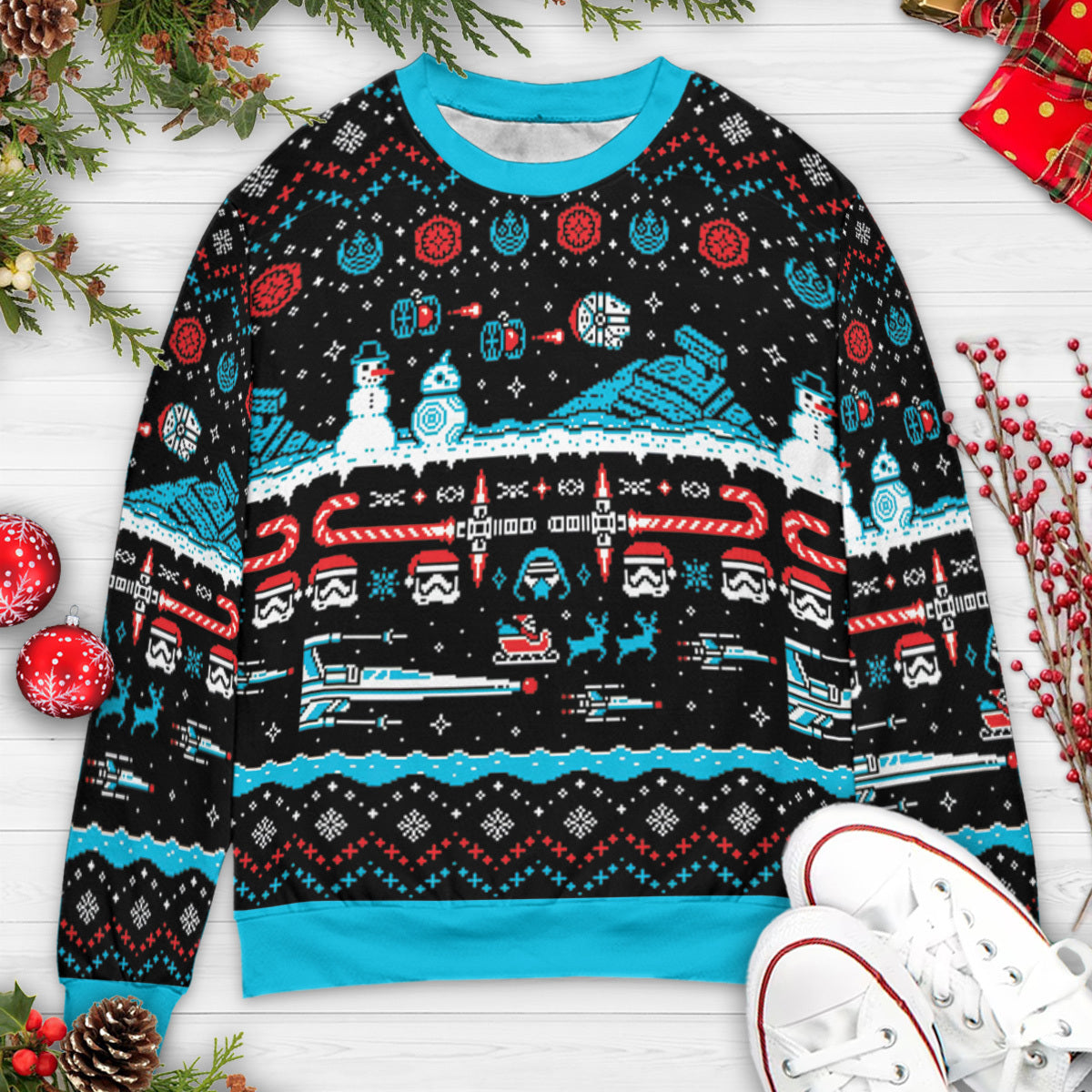 Festive Force Be With You Star Wars Ugly Christmas Sweatshirt