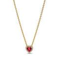 Red Heart Pavé Pendant Necklace - Gold