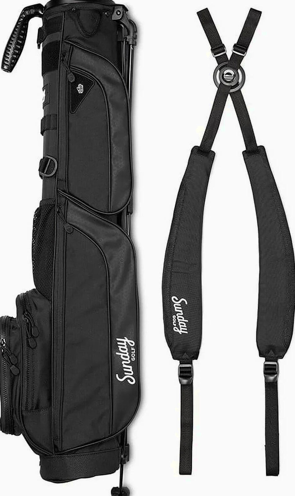 Sunday Golf Lightweight Golf Stand Bag, 3.4 Pounds, Matte Black - Loma XL