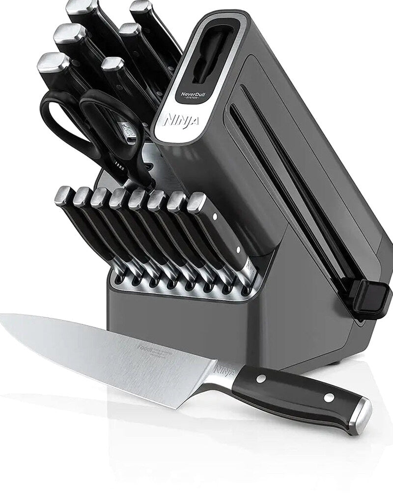 Ninja Foodi NeverDull 17-Piece Stainless Steel Knife Block Set With Built-In Sharpener - K32017