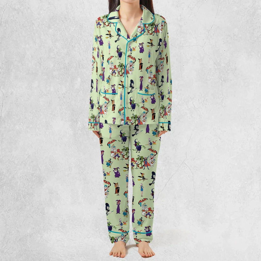 70s Witches Cartoon Characters Pajamas Set