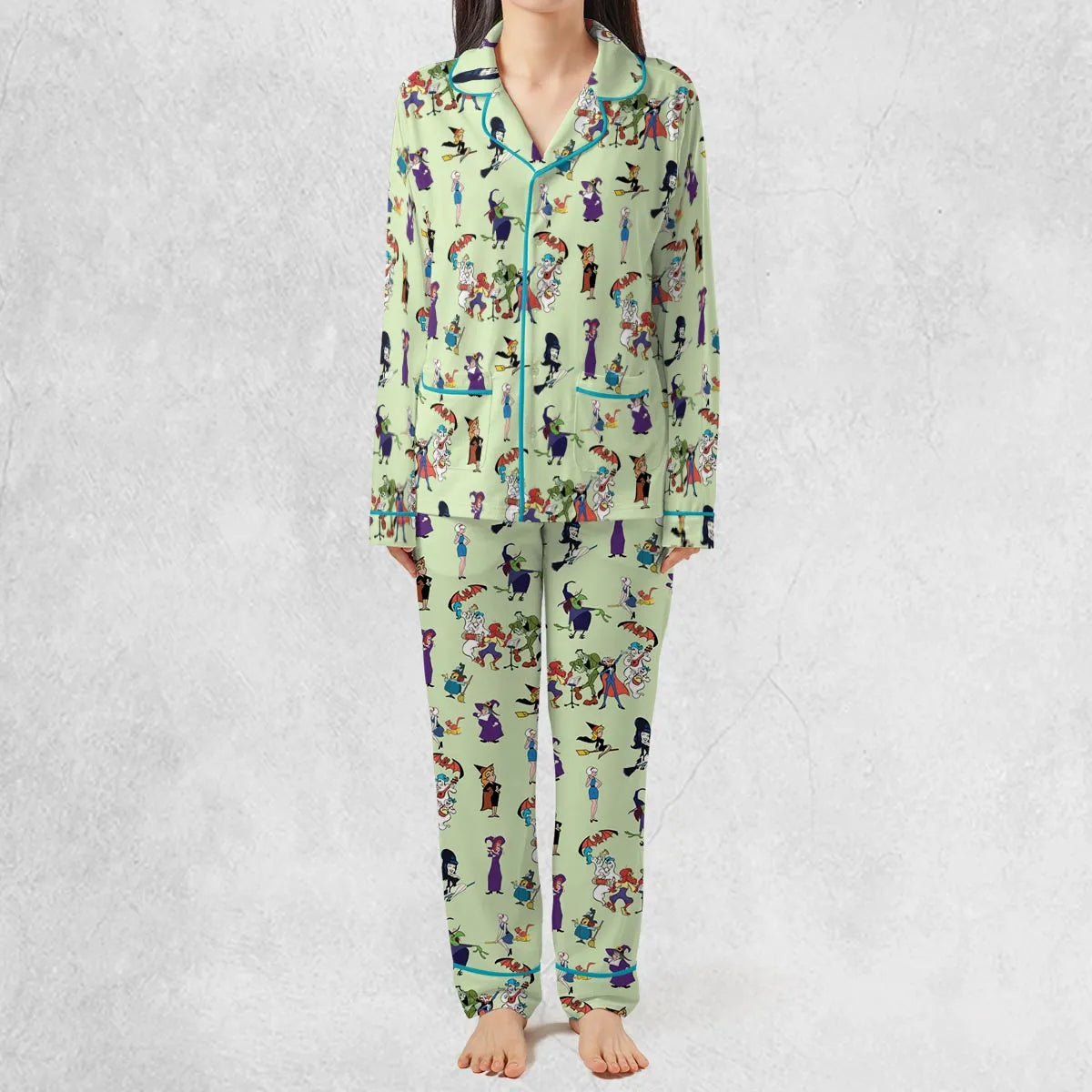 70s Witches Cartoon Characters Pajamas Set