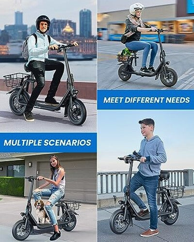 URBANMAX Electric Scooter With Seat, 450W, 22 Miles, Black - C1