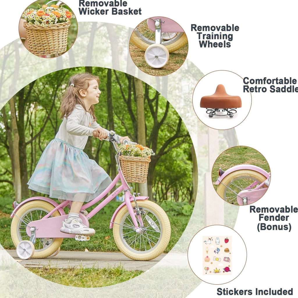 Glerc Girls' Kids' Bike, 12 inch, Pink, Ages 2-4 Years - Little Molly