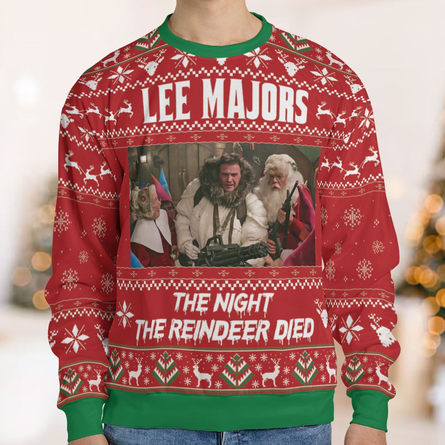 Lee Majors The Night the Reindeer Died Ugly Christmas Sweatshirt