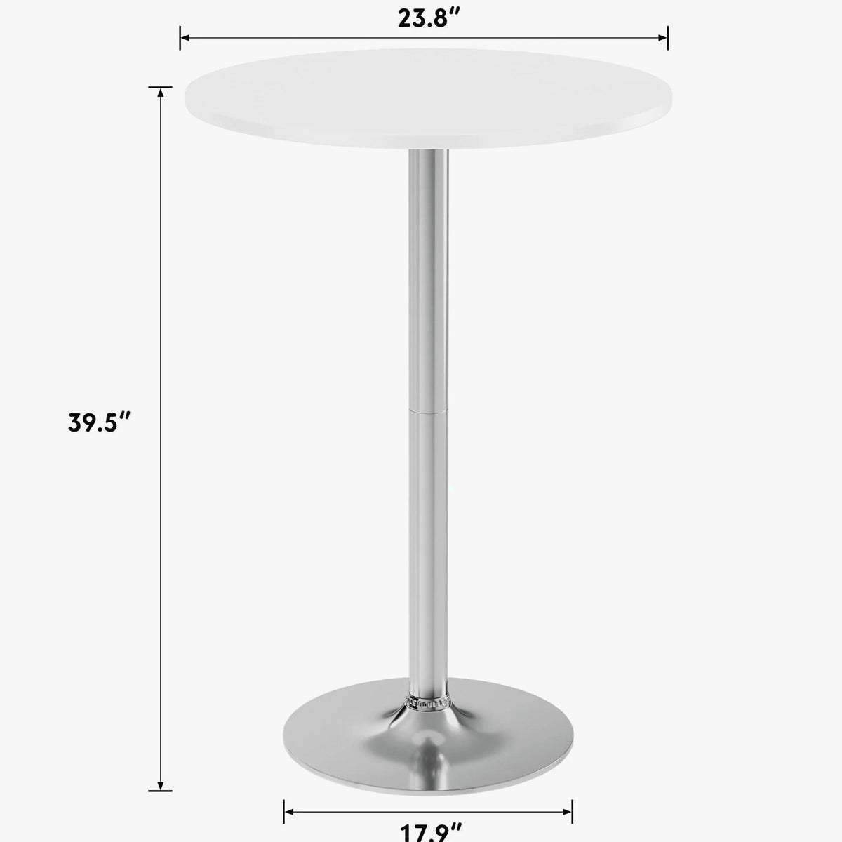 Round Bar-Height Bistro Pub Table With Metal Base And MDF Top, 23.8 x 23.8 x 39.5 Inch
