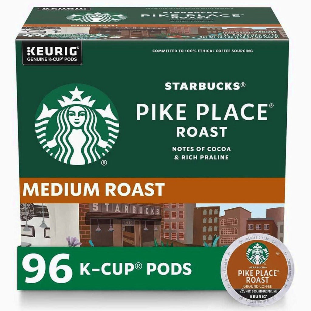 Starbucks Pike Place Roast Medium Coffee K-Cups, 96-Count, 100% Arabica, Keurig Compatible